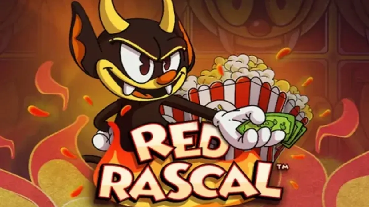 Red Rascal slot game screen showing the amusement park theme and colorful symbols.